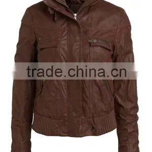 Ladies Fashion Leather Jacket & Rib Style Fashion Wear thumbnail-2