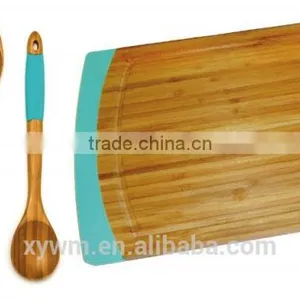 Bamboo Cutting Board and 5 Piece Kitchen Tools With Silicone Handles thumbnail-2