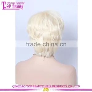 Fashion 8" Short Hair Cut Ombre 613 Blonde Brazilian Human Virgin Hair Bob Lace Wig thumbnail-5