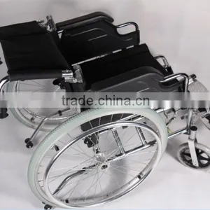 CHROMED STEEL FRAME,FLIP-UP DESK ARMREST,DETACHABLE FOOTREST,SOLID CASTOR, HOT SALE MANUAL WHEELCHIR thumbnail-5