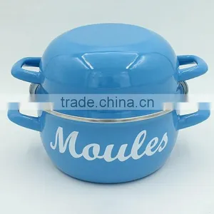 Blue Color Custom Decal Printing Enamel Seafood Cooking Pot Mussel Pot thumbnail-6