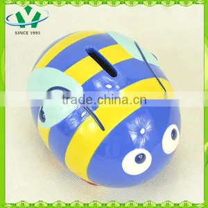Modern Blue Personalized Money Box Ceramic Bee thumbnail-3