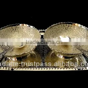 Home Decoration Gift Item Beautiful Handmade Silver Plated Gift Bowl Spoon Set thumbnail-1