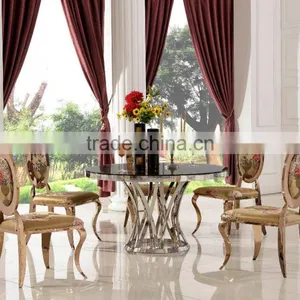 TH371 Stainless Steel Tempered Glass Hot Sale Dining Table thumbnail-1