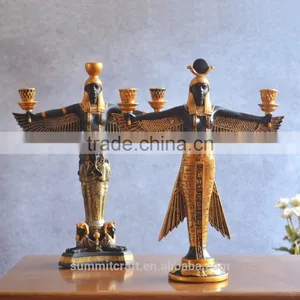 Resin Egyptian Statues Home Goods Antique 3 Tier Candle Holder thumbnail-1