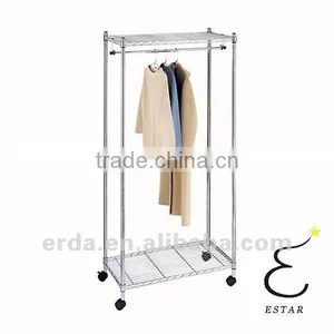 Double Portable Clothes Hanger Rolling Garment Rack Heavy Duty Rail thumbnail-1