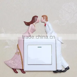 Wedding Theme Relief Wall Decor Resin Switch Sticker for Sale thumbnail-2