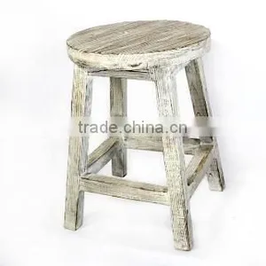 Rustic White Wooden Bar Stool thumbnail-1