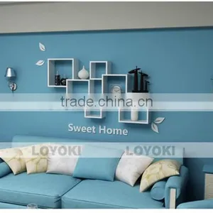 Living Room Wall Wood Cube Shelf OEM Decoration Led Flower Pot for Hotel thumbnail-1