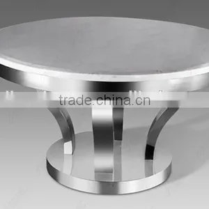 Chrome Stainless Steel Metal End Side Table Base With Marble Top thumbnail-1