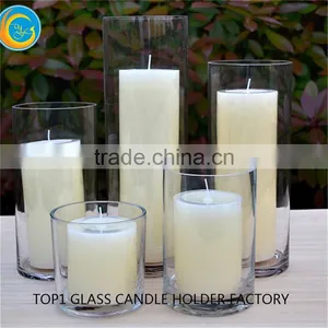Clear Tall Cylinder Glass Candle Holder thumbnail-1