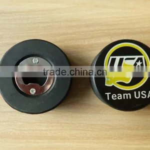 Rubber Hockey Puck With Bottle Opener thumbnail-1
