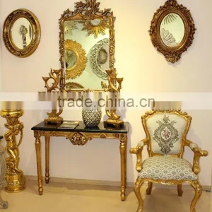 Square Marble Top Handmade Baroque Corner Console Table thumbnail-2