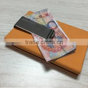 Multi Function Aluminum Slim Credit Card Holder Metal Leather & Aluminum RFID Protector Wallet thumbnail-4