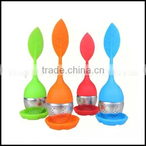 Wholesale Cute Silicone Stainless Steel Leaf Tea Strainer Teaspoon Infuser Spice Filter Manufacturer thumbnail-1