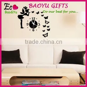 Latest Decorative Wall Mirror Clock Sticker Decoration, Sitting Room Three-dimensional Butterfly Angel Mirror Wall Stickers thumbnail-1
