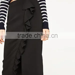 High-waisted Pencil Skirt With Ruffles Details Women Sexy Pencil Skirt Custom Wholesale Online Shopping thumbnail-2