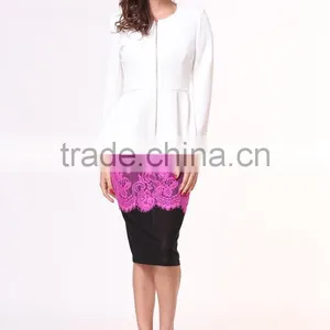 New Design Lady Solid Color Long Sleeve Peplum Blazer for Women thumbnail-2