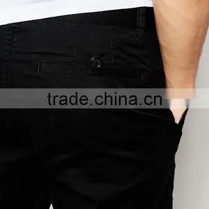 High Quality Custom Two Back Pocket Men's Black Slim Fit 97% Cotton 3% Elastane Stretch Twill Concealed Fly Casual Hot Shorts thumbnail-3