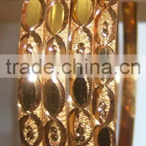 Metal Gold Plated BANGLE Bracelet sz 2.12 Big Size thumbnail-1