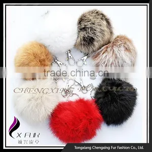 CX-R-36 China Wholesale OEM Fur Ball Rabbit Fur Keychain thumbnail-1