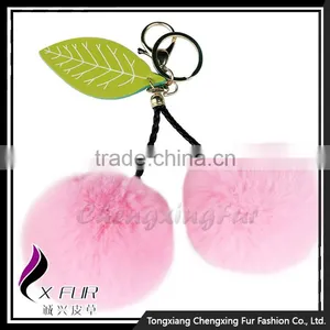CX-R-56 Promotion Price Genuine Rabbit Fur Custom Keychain Charm Bag thumbnail-1