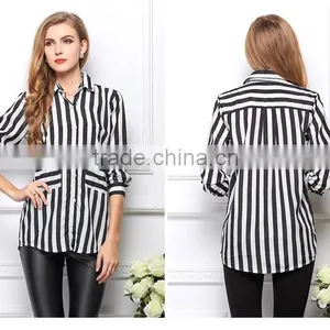 Newest Best Summer Designs Elegant Blouses for Lady Fashion Shirt Blouses for Women Stripe Fashion Blouses 2015 thumbnail-2