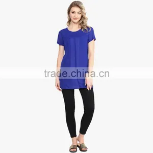 Blue Short Sleeve Tops Maternity Dresses for Office Lady thumbnail-2