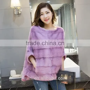 PC-272 2017 New Design Fashionable Pure Colour Woman Real Mini Fur Winter Jacket Lady Sweater With Long Sleeves Factory Supply thumbnail-3