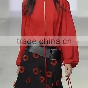 Runwaylover EY2343B Deep V-Neck Ladies Fashion Pure Color Chiffon Blouse thumbnail-3