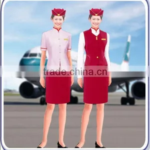 High Quality Flight Attendant Uniform, 2013 Fashion Skirt Airline Stewardess Uniform,hot Tailored Polyester Stewardess Uniform thumbnail-1