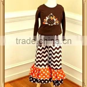 Thanksgiving Chevron Outfits Girls Remake Boutique Outfits Turkey Embroidered Thanksgiving Clothing Set thumbnail-1