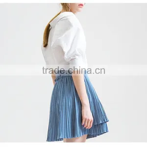 2016 Latest Fashion Mini Skirts Oem Chiffon Women Pleated Skirt for Wholesale thumbnail-3