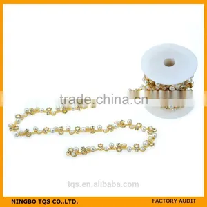 New Pearl&Rhinestone Cup Chain for Dresses, Bags, Shoeses Decoration thumbnail-1