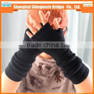 2017 China Hot Sales New Style High Standard Wool Yarn Glove Half Finger for Women thumbnail-2