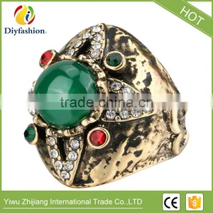 New Antique Rings For Women Fashion Accessories Antique Gold Green Stone Crystal Fine Finger Ring Female Jewelry thumbnail-1