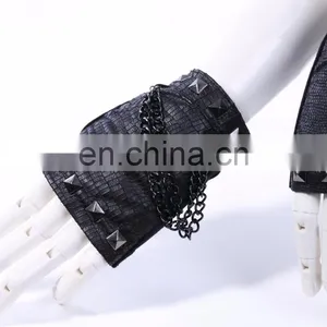 Gothic Short Fingerless Snakeskin Imitation Gloves thumbnail-2