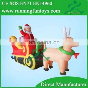 Hot Santa on Sleigh Inflatable, Inflatable Santa With Sleigh and Reindeer, Santa Claus in Dear Cart Decorations thumbnail-1