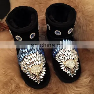 Aidocrystal Sparkle Bling Bling Fur Black Women Ankle Snow Boots Good Winter Shoes for Women thumbnail-1