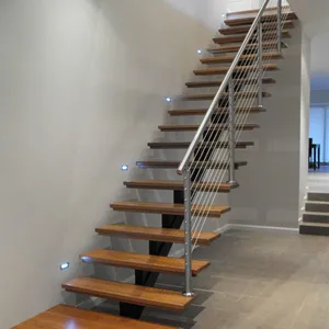 Simple Design Wooden Staircase With Open Riser thumbnail-3