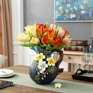 Firm Creative Unique Fashion Sculpture Large Green Ceramic Flower Vase For Study Decor thumbnail-1