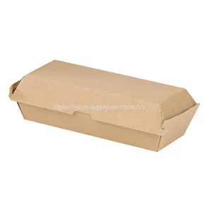 Kraft Rectangle Paper Hot Dog Boxes Kraft Corrugated Hot Dog Clamshell thumbnail-1