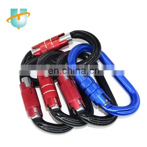 UIAA Certificate 25kn Gold Black Custom Logo Oem Accepted O Shaped Safety Climbing Aluminum Carabiner Hook thumbnail-1