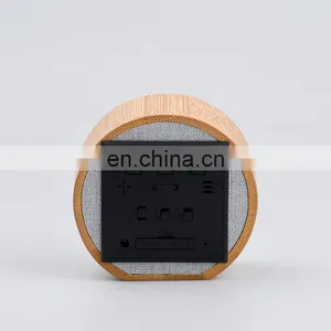 Custom Made Home Decor Amazon Cheep Bedroom Round Personalized Bamboo Wooden Frames Digital Light Clock thumbnail-4