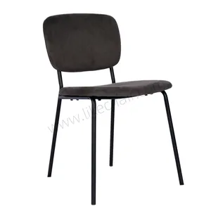 Luxury Modern Velvet Upholstered Dining Chair With Black Ripple Legs for Hotel Use thumbnail-2