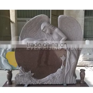 Heart Shaped Angel Headstones With Carved Roses thumbnail-1