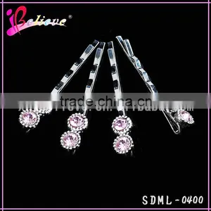 Fancy Decorative Hair Pins Wholesale Hair Accessories Pink Rhinestone Hair Pins thumbnail-1