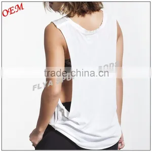 OEM Manufacturer Low MOQ Custom Printing Loose Fit Ladies Sleeveless Fitness Gym Tank Tops Comfortable Yoga Singlet Quality Choice thumbnail-3