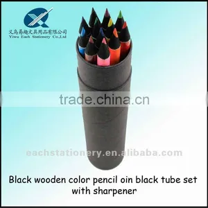 Hot Sales7inch HB Black Tube Natural Color Black Wooden Color Pencil With Sharpener Case thumbnail-1
