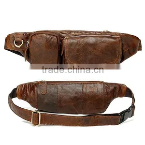 Perfect Top Grain Leather Satchel Waist Bag Men Mens Chest Bag Runners Belt Travel Pouch Quality Choice thumbnail-3